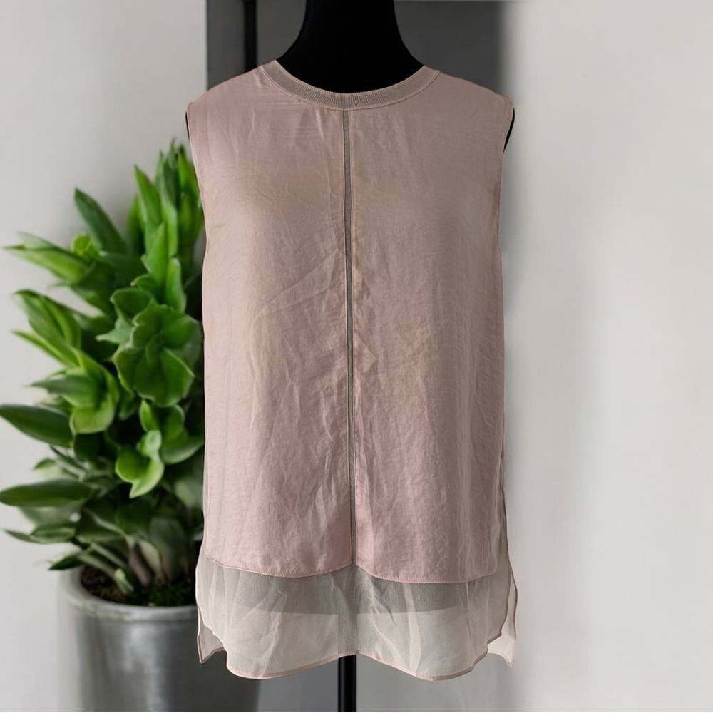 VINCE Pinko Layered Sleeveless Silk Blouse - Size S